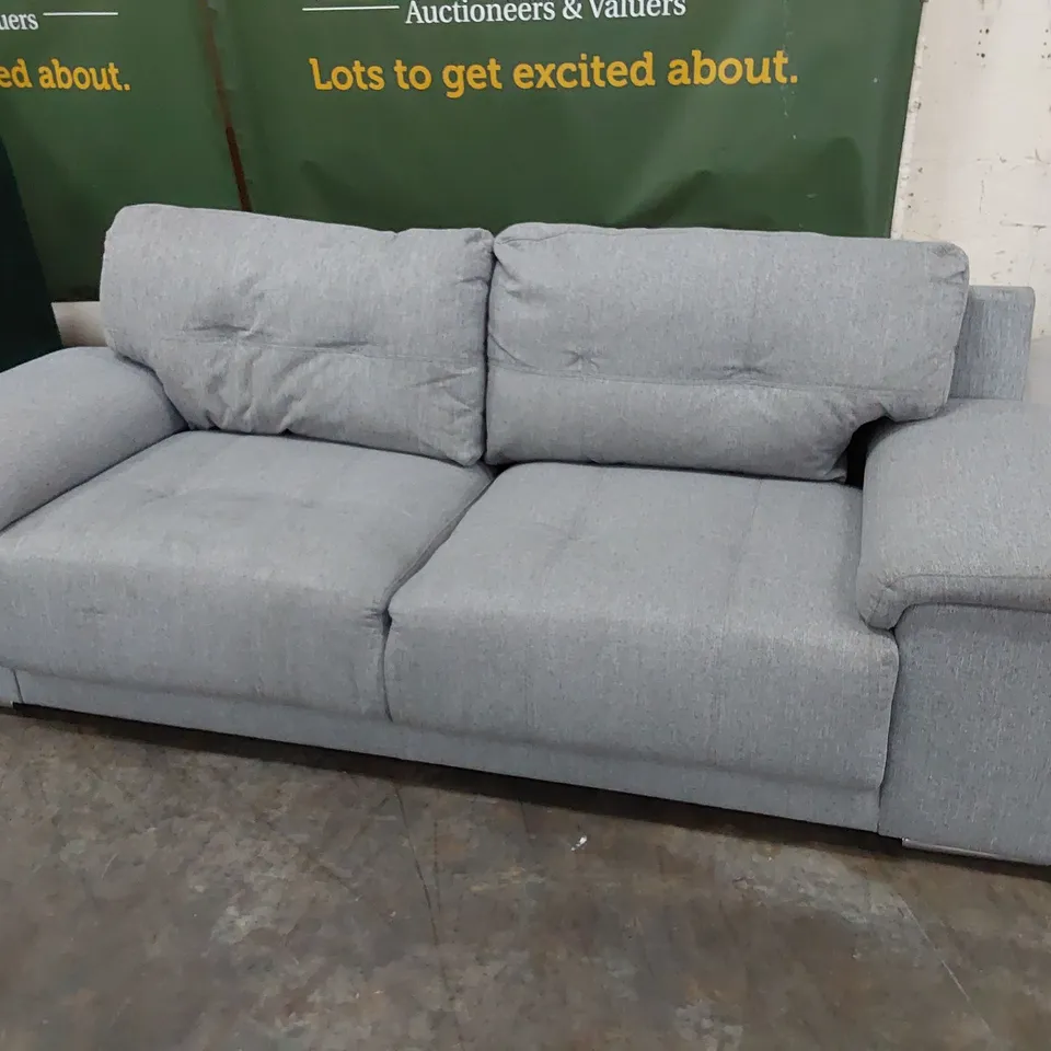DESIGNER THREE SEATER SOFA GREY FABRIC 