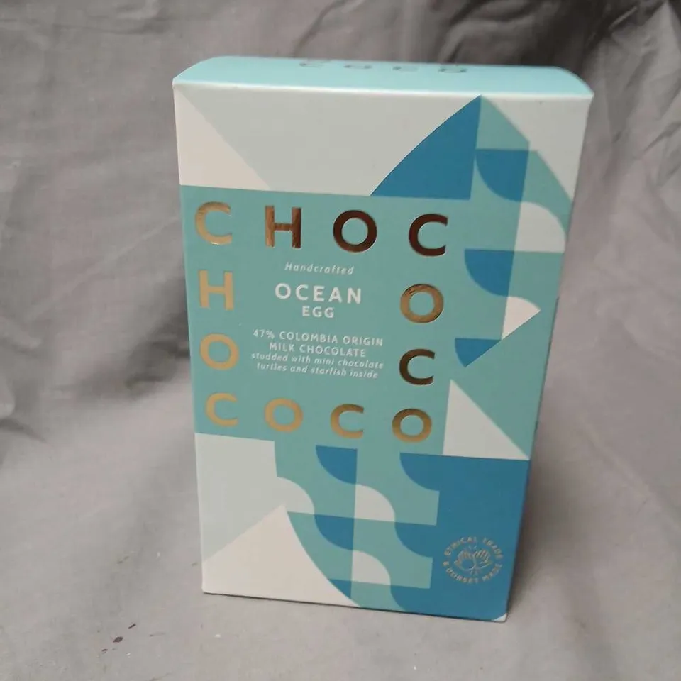 NINE CHOCOCO OCEAN EGG – HANDCRAFTED MILK CHOCOLATE EGG, 47% COLOMBIA ORIGIN
