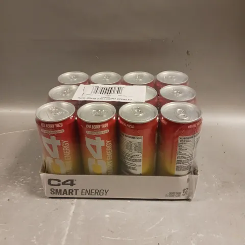 SEALED C4 SMART ENERGY DRINKS - RED BERRY YUZU - 12 X 330ML - COLLECTION ONLY