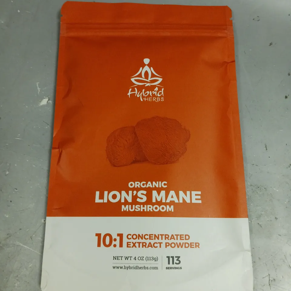 SEALED HYBRID HERBS ORGANIC LION'S MANE MUSHROOM CONCENTRATED EXTRACT POWDER - 113G 