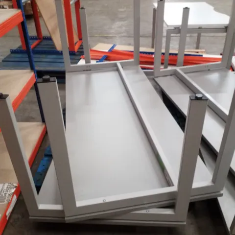 PALLET CONTAINING 2 GREY TABLES APPROXIMATELY 180×83×73