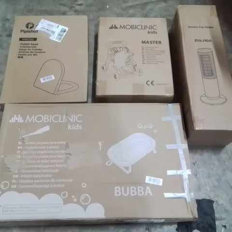 PALLET OF ASSORTED HOUSEHOLD GOODS AND PRODUCTS TO INCLUDE;TOILET SEAT, BABY WALKER,ELECTRIC FAN HEATER,FOLDABLE BABY BATH TUB AND OTHER ASSORTED ITEMS...