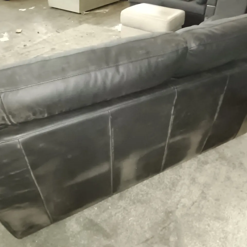 BLACK FAUX LEATHER 3-SEATER SOFA BED