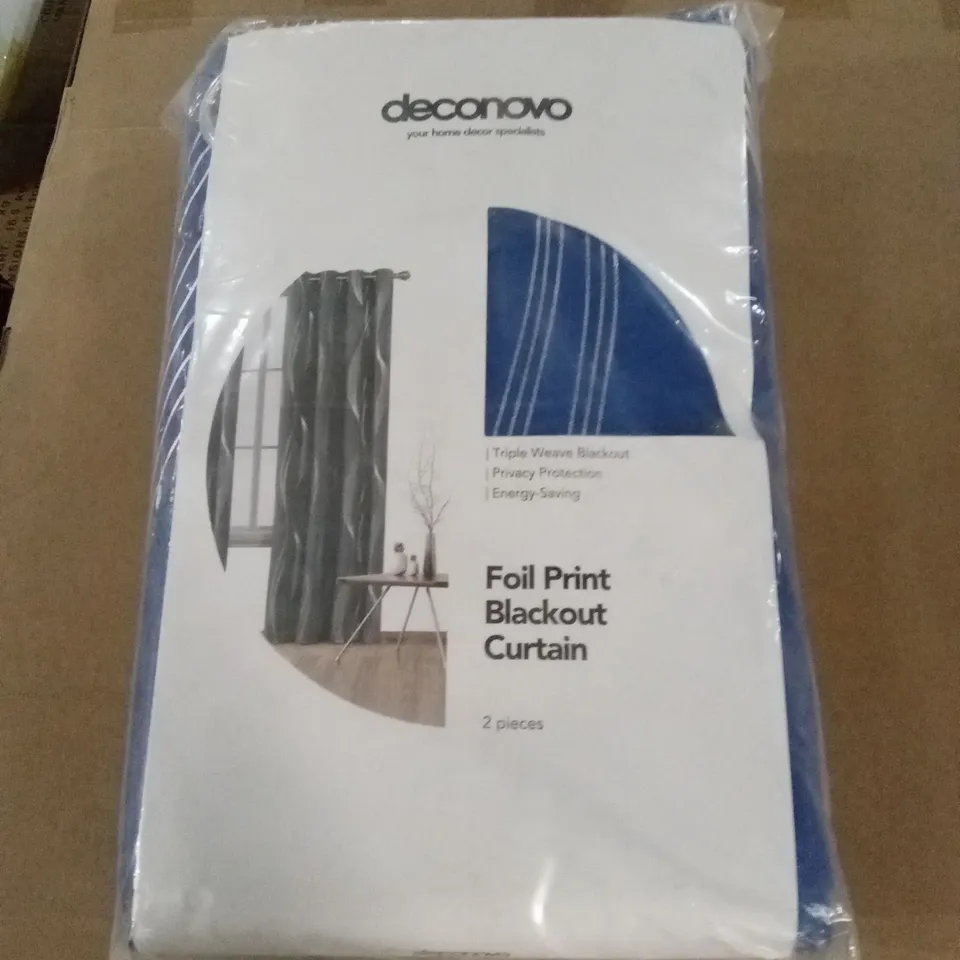 BAGGED PREWETT SUPER SOFT EYELET ROOM DARKENING THERMAL CURTAIN PAIR - BLUE // SIZE: 168 x 229cm