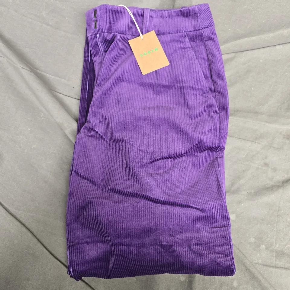 BODEN PURPLE CORDUROY TROUSERS, UK 10P (WOMEN)