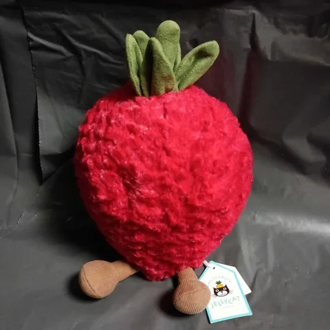 JELLYCAT STRAWBERRY PLUSH TOY – RED WITH GREEN LEAVES (JELLYCAT LONDON)