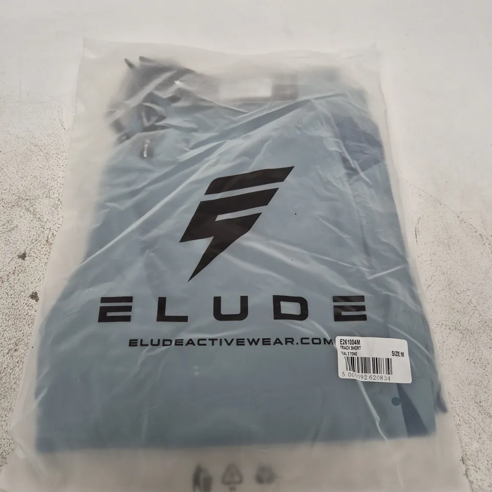 ELUDE ACTIVEWEAR TRACK SHORTS – TEAL TWO-TONE, SIZE M