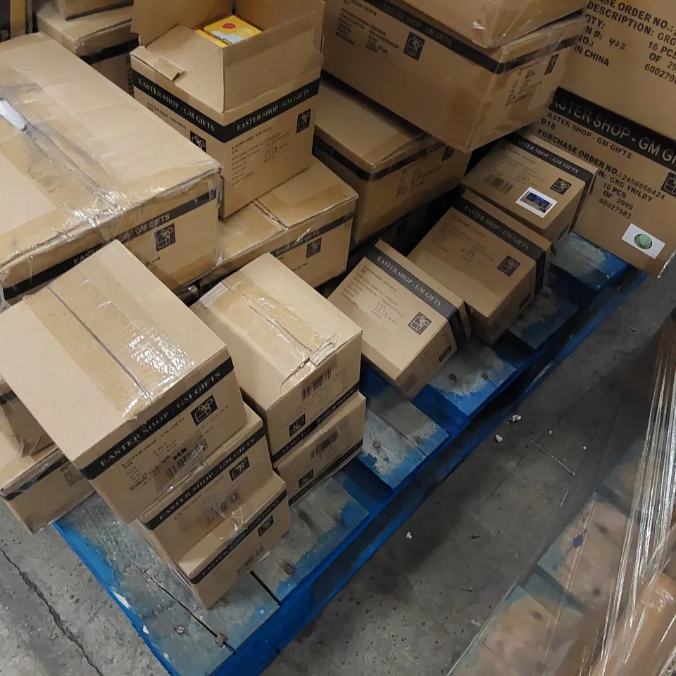 PALLET OF ASSORTED BRAND NEW EASTER ITEMS INCLUDING; EASTER TRILBYS, EASTER FLAG BUNTING, EASTER ACCESSORIES KITS, EASTER BUNNY POTS