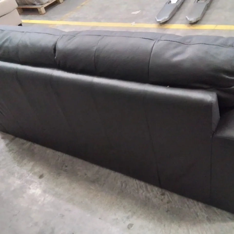 QUALITY DESIGNER FAUX LEATHER BLACK 3 SEATER SOFA 