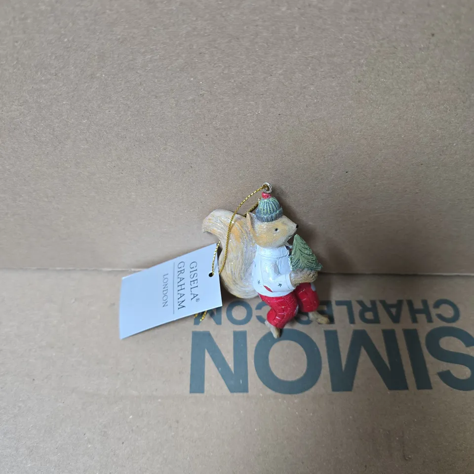BOX OF APPROXIMATELY 140 GISELLA GRAHAM LONDON CHRISTMAS SQUIRREL ORNAMENT – HANGING DECORATION 