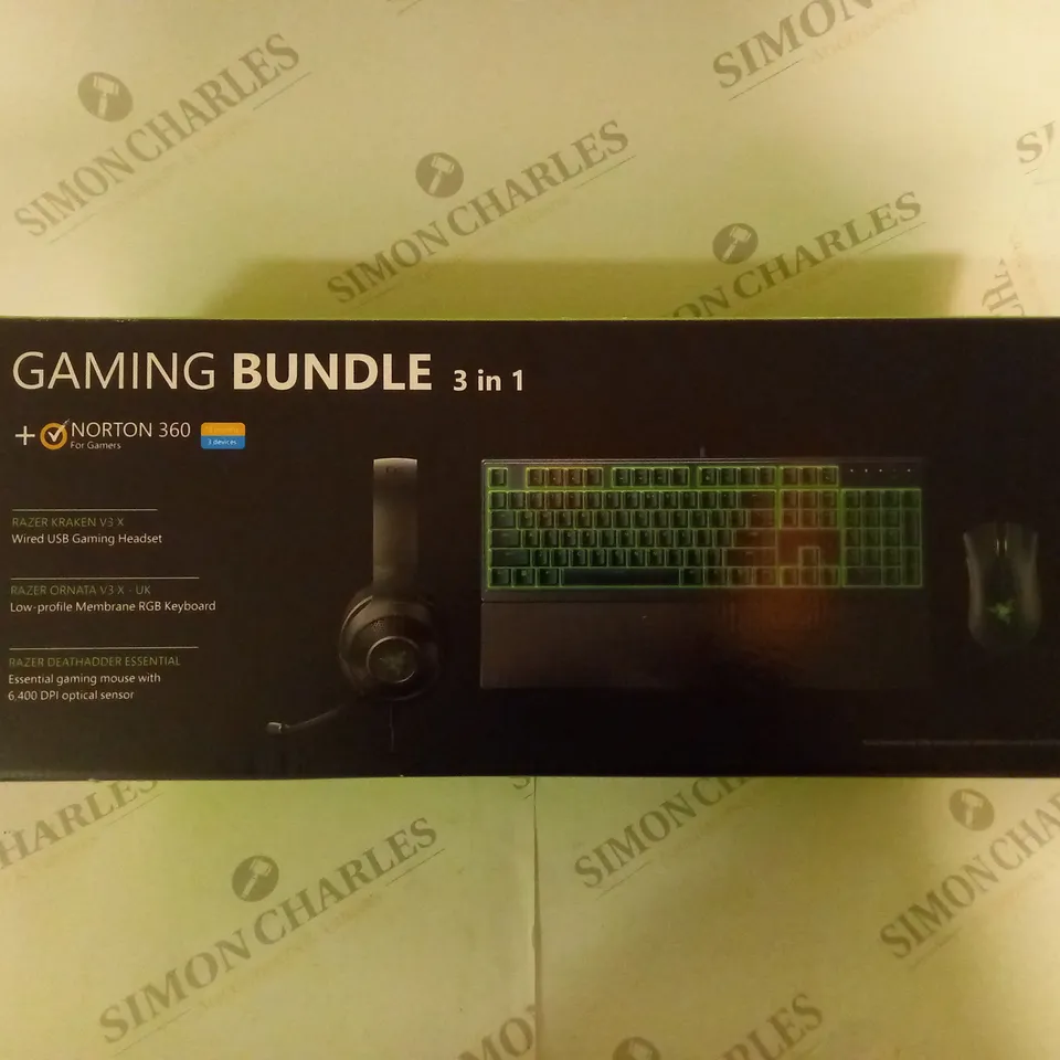 BRAND NEW BOXED RAZER GAMING BUNDLE 3 IN 1 USB GAMING HEADSET, MEMBRANE RGB KEYBOARD AND ESSENTIAL GAMING MOUSE