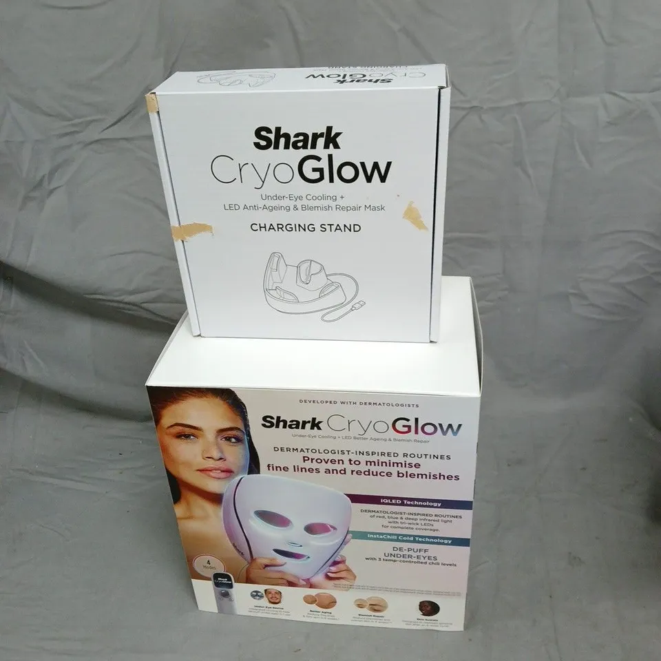 SHARK CRYOGLOW UNDER-EYE COOLING LED MASK WITH CHARGING STAND – BOXED NOT TESTED .