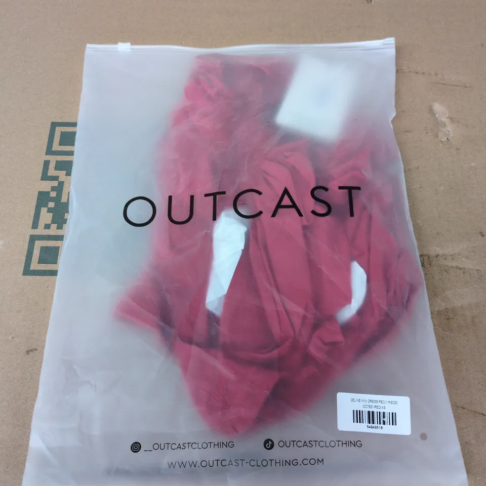 BAGGED OUTCAST CELINE MINI DRESS IN RED - XS
