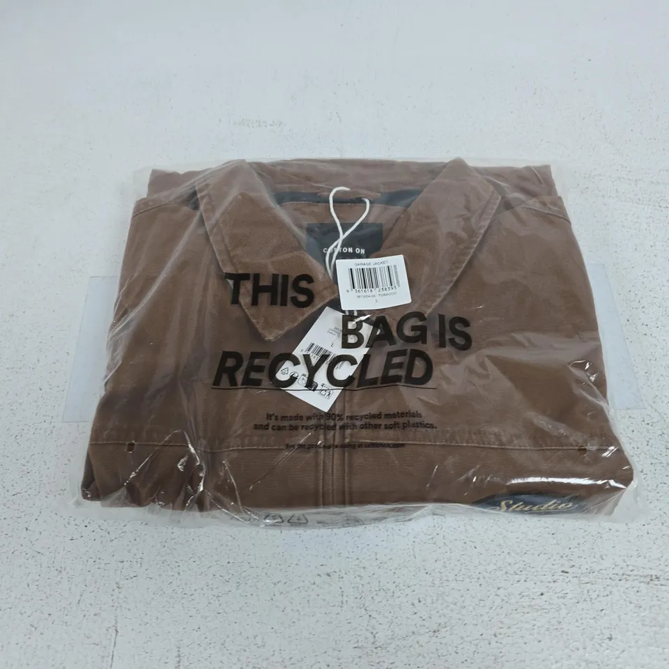 APPROXIMATELY 8 ASSORTED BAGGED GARAGE JACKETS IN BROWN
