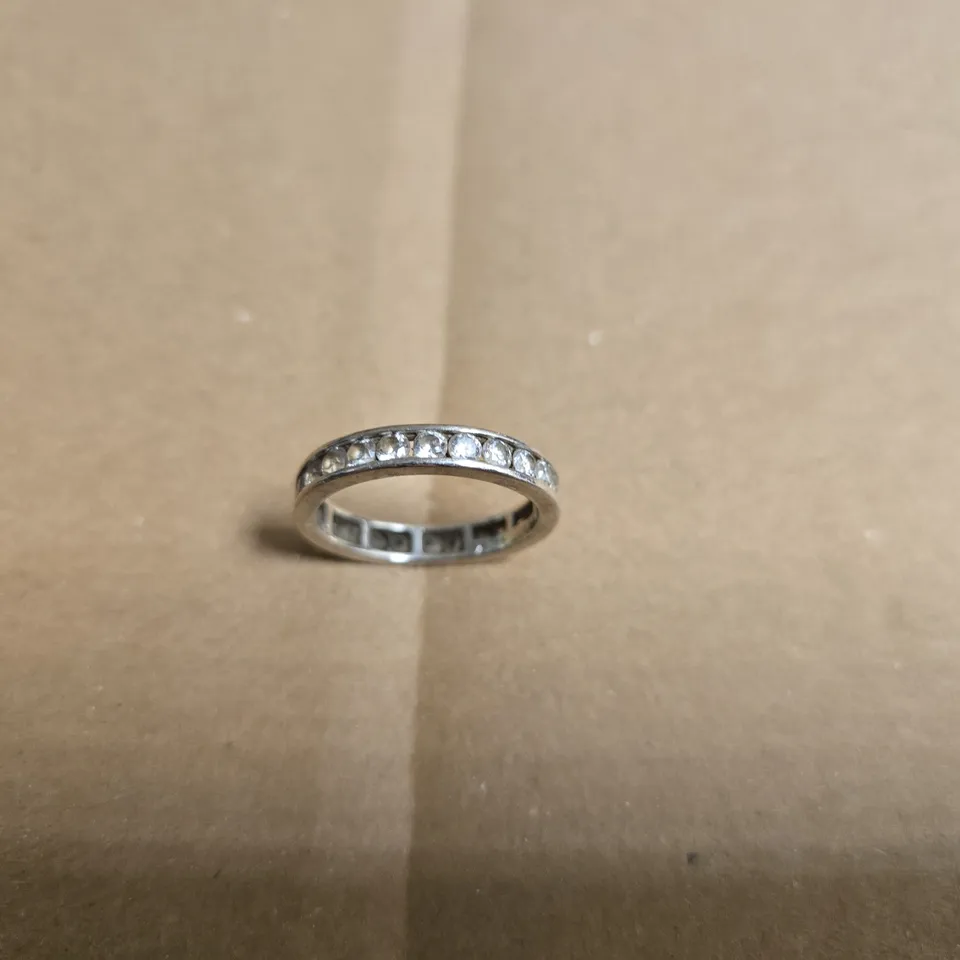 SILVER LOOK RING WITH SET STONES - F925 CZ STAMP