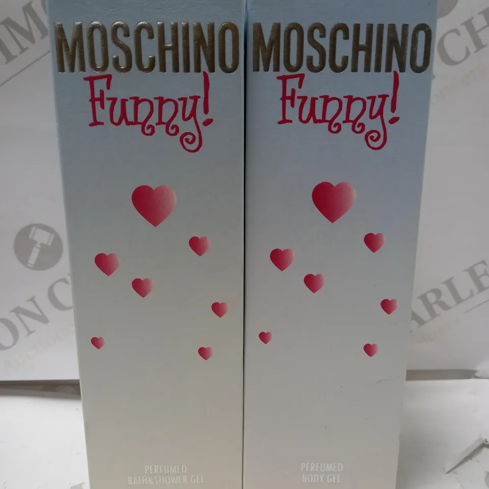 LOT OF 2 X 200ML MOSCHINO FUNNY PERFUMED BATH/SHOWER GEL & PERFUMED BODY GEL