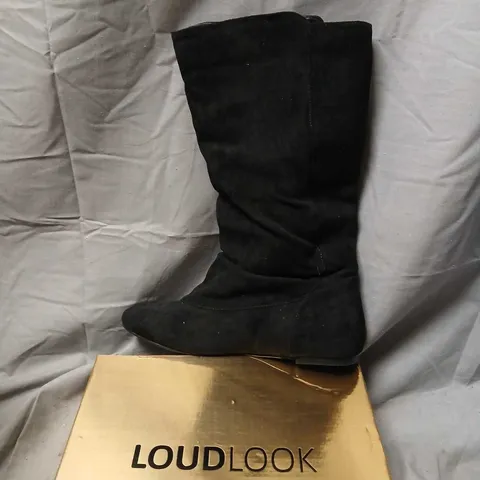 LOUDLOOK BLACK KNEE-HIGH BOOTS, UK 8 (EU 42)