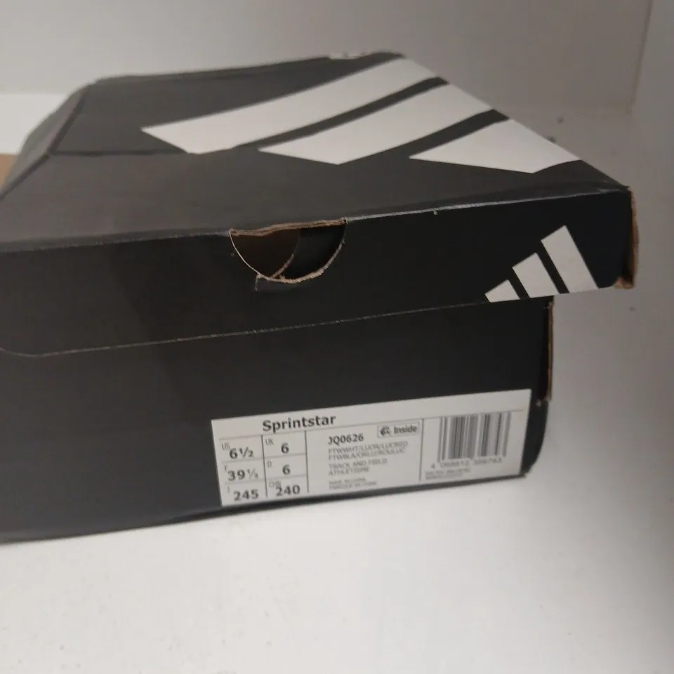 ADIDAS SPRINTSTAR TRACK SHOES – MEN'S, UK 6 (US 6.5, EU 39 1/3), GREY/ORANGE