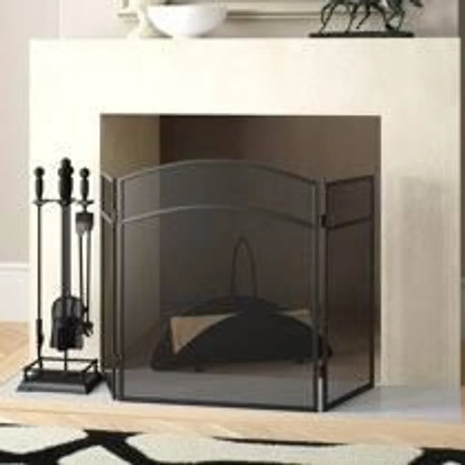 BOXED MILTON 3 PANEL STEEL FIREPLACE SCREEN (1 BOX)