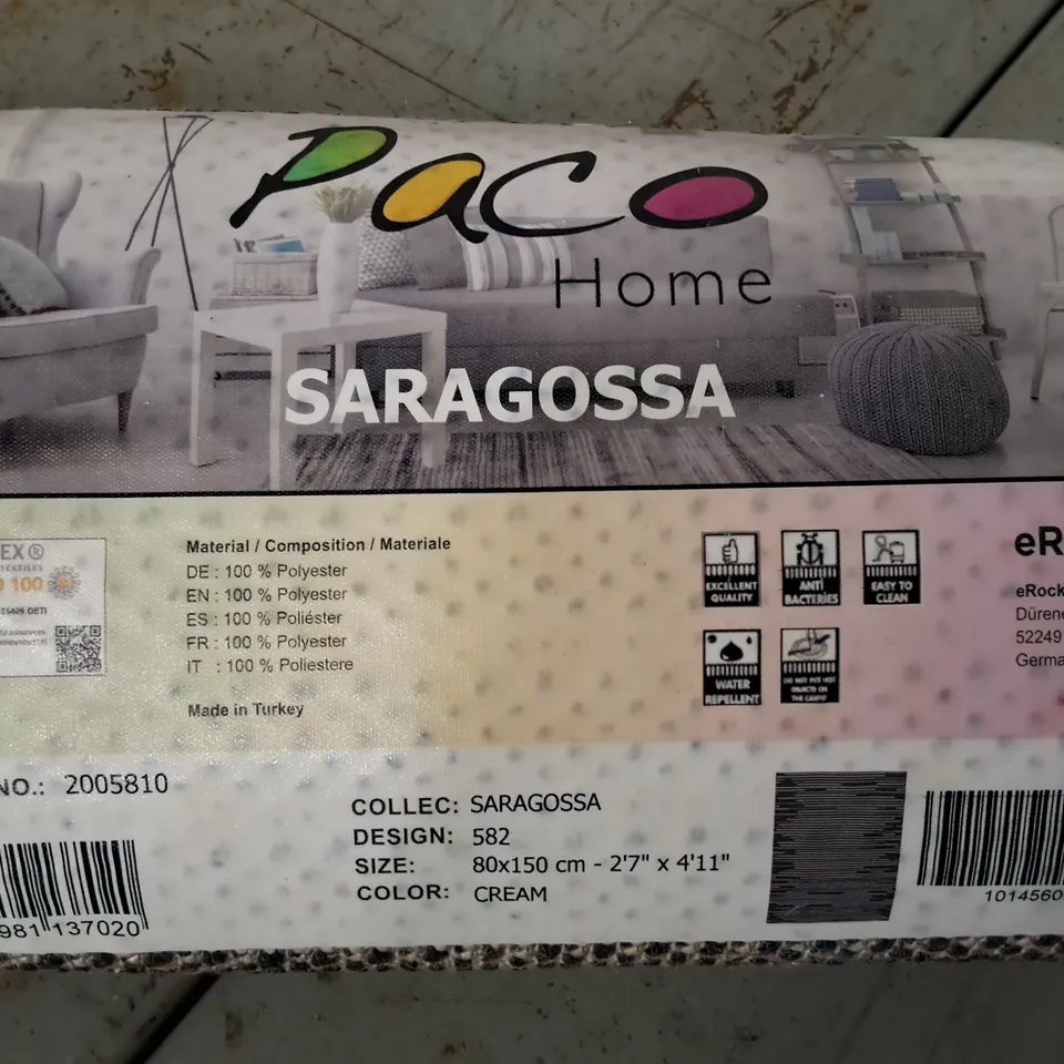 BRAND NEW PACO SARAGOSSA RUG IN CREAM - 80X150CM