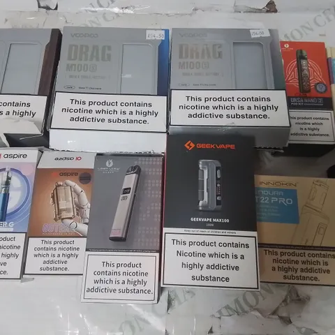 LOT OF ASSORTED E-CIGS AND PARTS TO INCLUDE VAPORESSO, OXVA AND ASPIRE