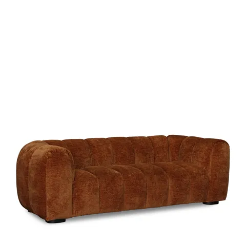 BRAND NEW BOXED DISKA BELLE 4 SEATER GLAM BLOCK FABRIC SOFA - BURNT ORANGE
