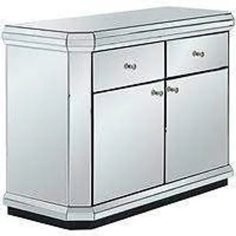 BOXED PLINTH COMPACT MIRRORED SIDEBOARD (1 BOX)