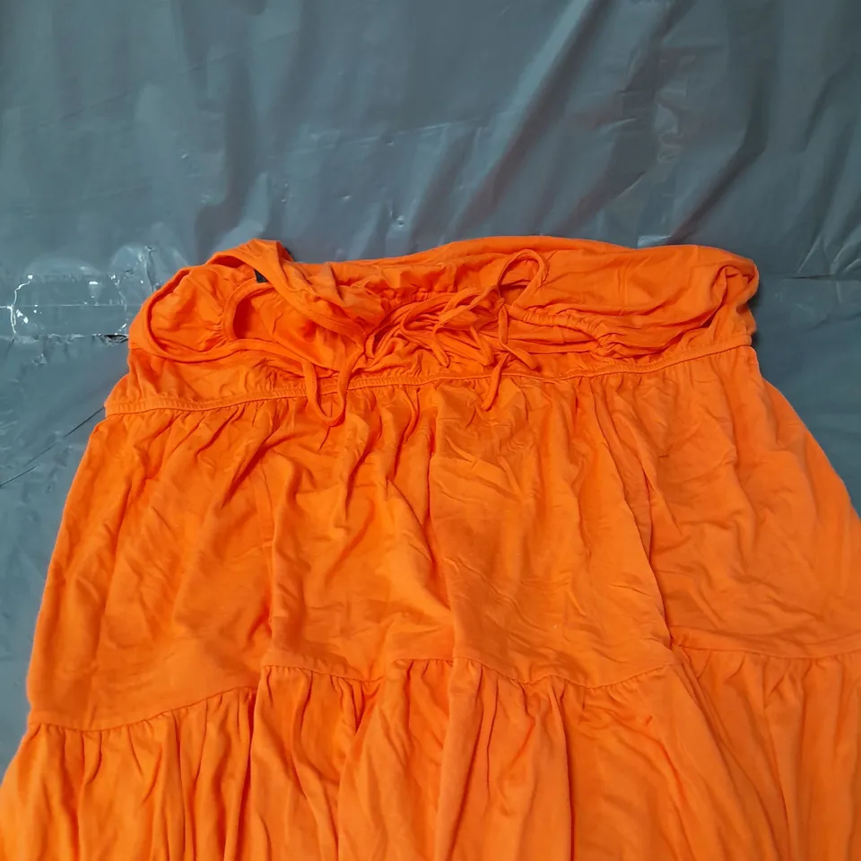 SLEEVELESS RUFFLED MIDI DRESS IN ORANGE - 22