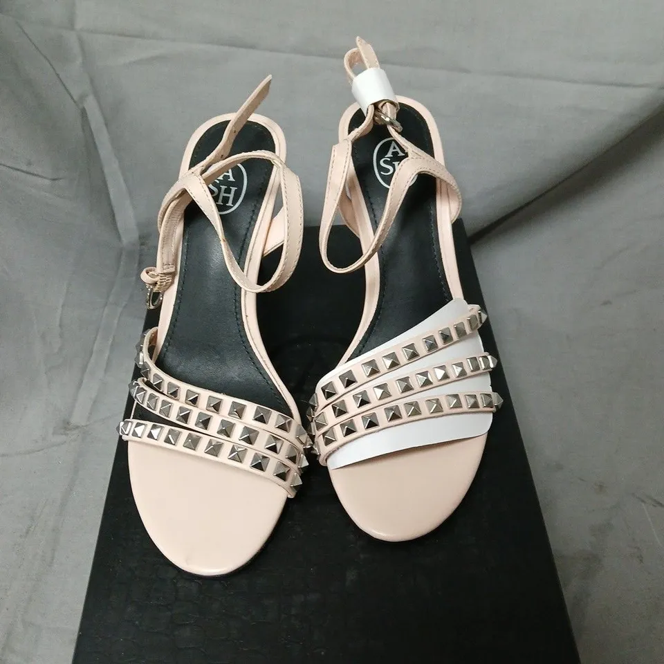 ASH DESIGNER SANDALS UK4 (EU37) - POWDER PINK/BEIGE STRAPPY WITH PYRAMID STUDS