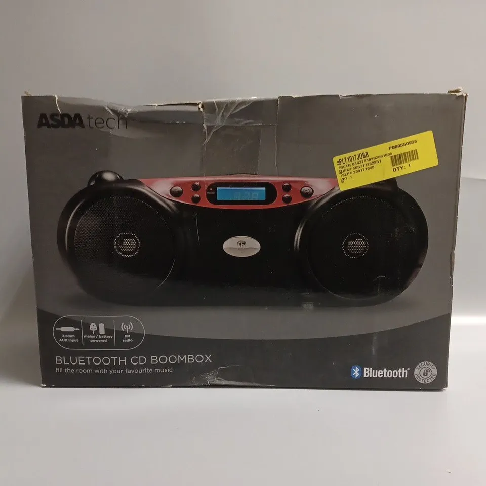 BOXED ASDA TECH BLUETOOTH CD BOOMBOX 