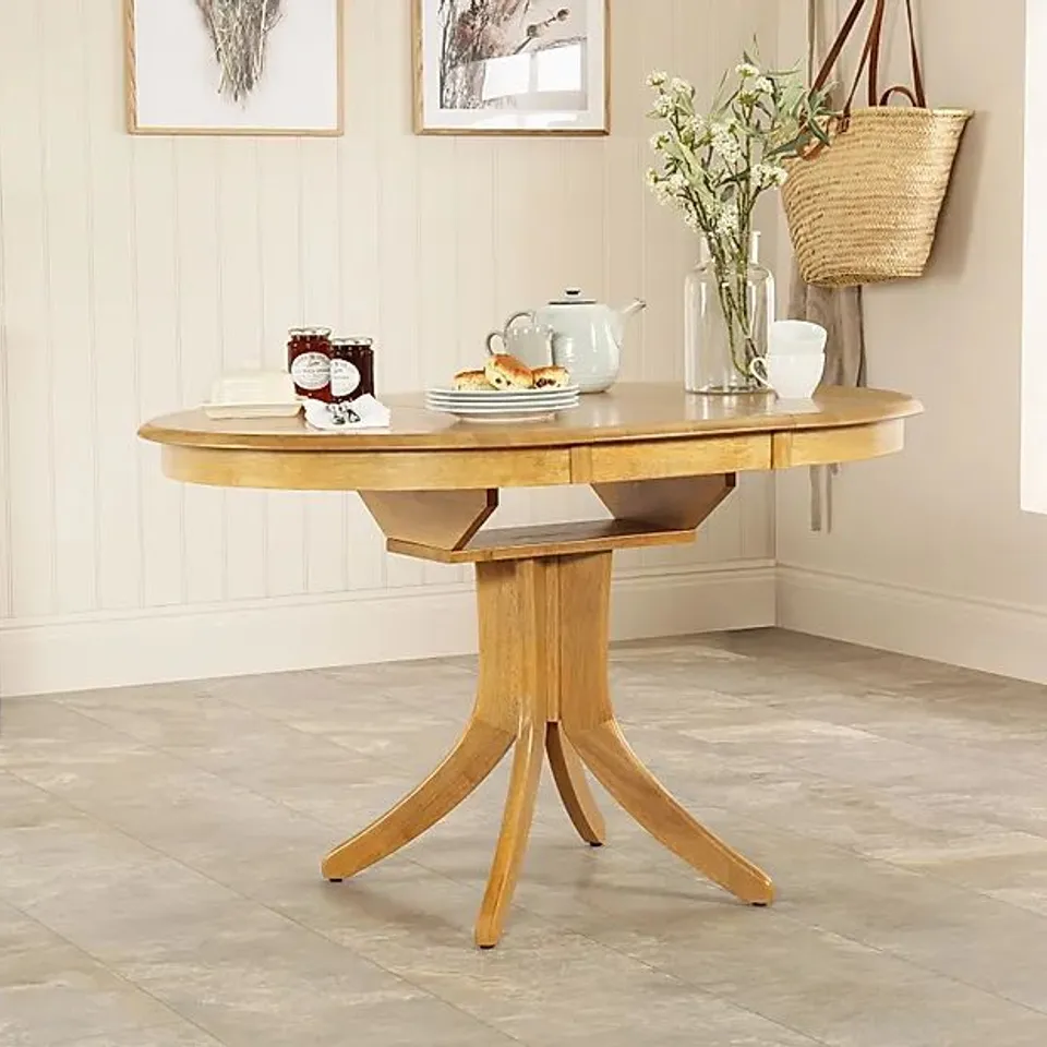 BOXED DESIGNER HUDSON ROUND OAK 90-120CM EXTENDING DINING TABLE 