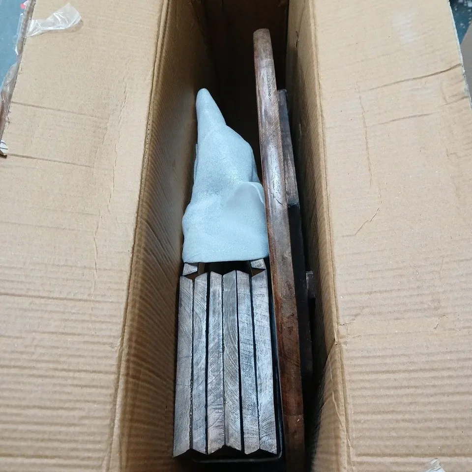 NAKKASHI HAND CARVED MANGO WOOD TABLE 68CM BOXED