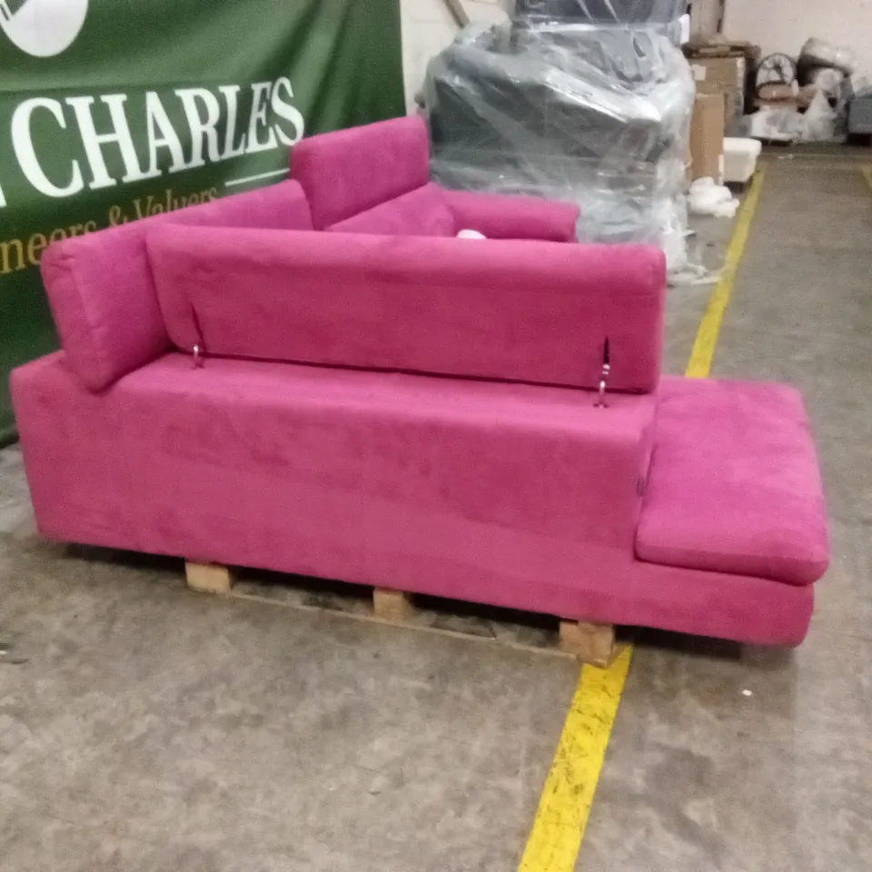 QUALITY DESIGNER ITALIAN MADE MARTINE ELECTRIC RECLINER CORNER CHAISE SOFA - CARBON BLUSH