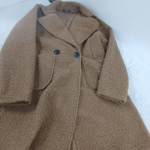 WOMEN'S BROWN TEDDY COAT - SHEARLING LOOK, MADE IN ITALY