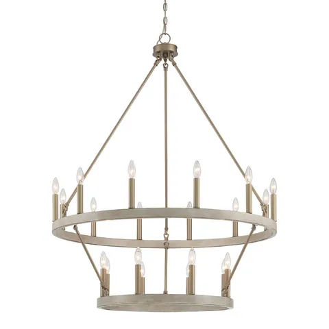 BOXED 20-LIGHT WAGON WHEEL CANDLE STYLE CHANDELIER 10588WO-BD