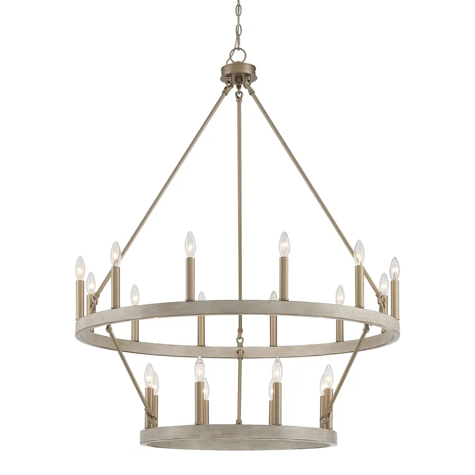 BOXED 20-LIGHT WAGON WHEEL CANDLE STYLE CHANDELIER 10588WO-BD