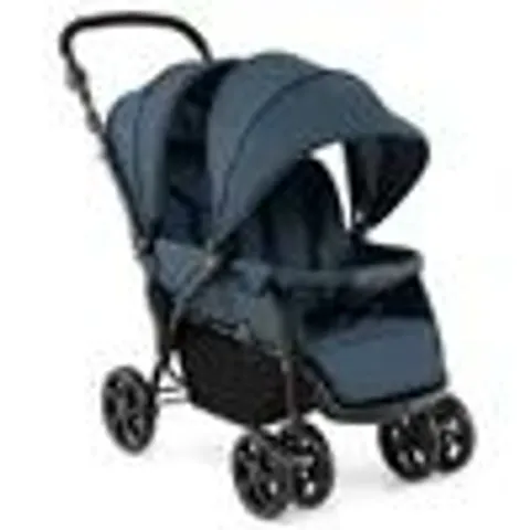 COSTWAY DOUBLE PUSHCHAIR WITH ADJUSTABLE BACKREST AND SUNSHADE-BLUE
