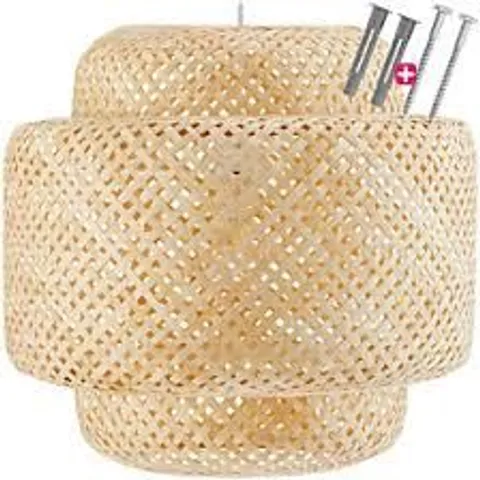 BOXED CEILING LIGHT LIGNEA LUX - MADE OF BAMBOO, IN BOHO STYLE, 40W 40 X 39 CM - BROWN