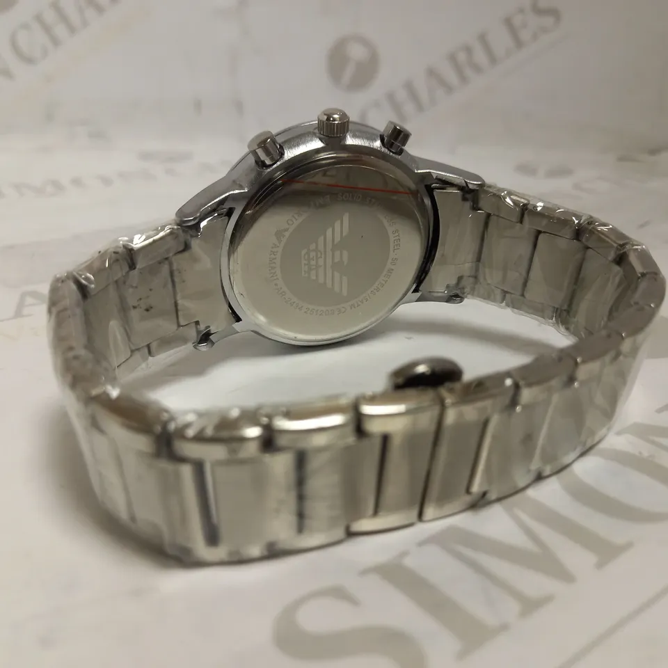 EMPORIO ARMANI CHRONOGRAPH STAINLESS STEEL STRAP WATCH