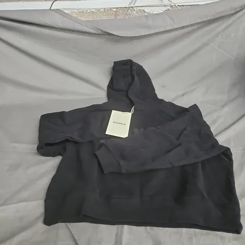 ADANOLA VARSITY LOOSE FIT HOODIE – BLACK – UK SIZE S