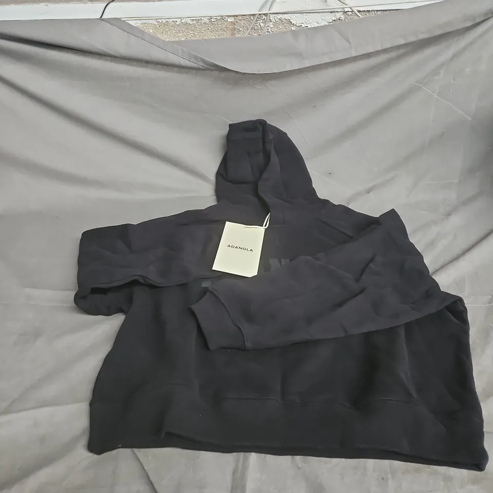 ADANOLA VARSITY LOOSE FIT HOODIE – BLACK – UK SIZE S