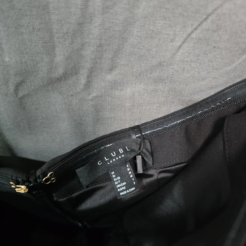 CLUB L LONDON BLACK JUMPSUIT WITH LARGE FLORAL WAIST – UK 8