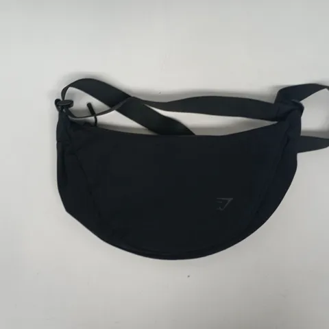 GYMSHARK PLEAT NYLON CROSSBODY BAG IN BLACK