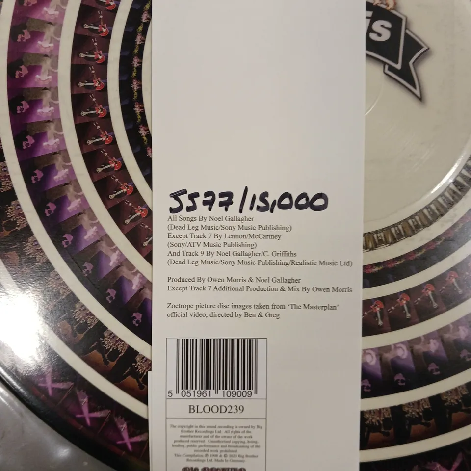 OASIS THE MASTERPLAN LIMITED EDITION 25TH ANNIVERSARY ZOETROPE PICTURE DISC VINYL 