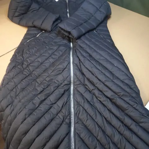 KAREN MILLEN BLACK DOWN FEATHER PACKABLE MAXI COAT - SIZE 12