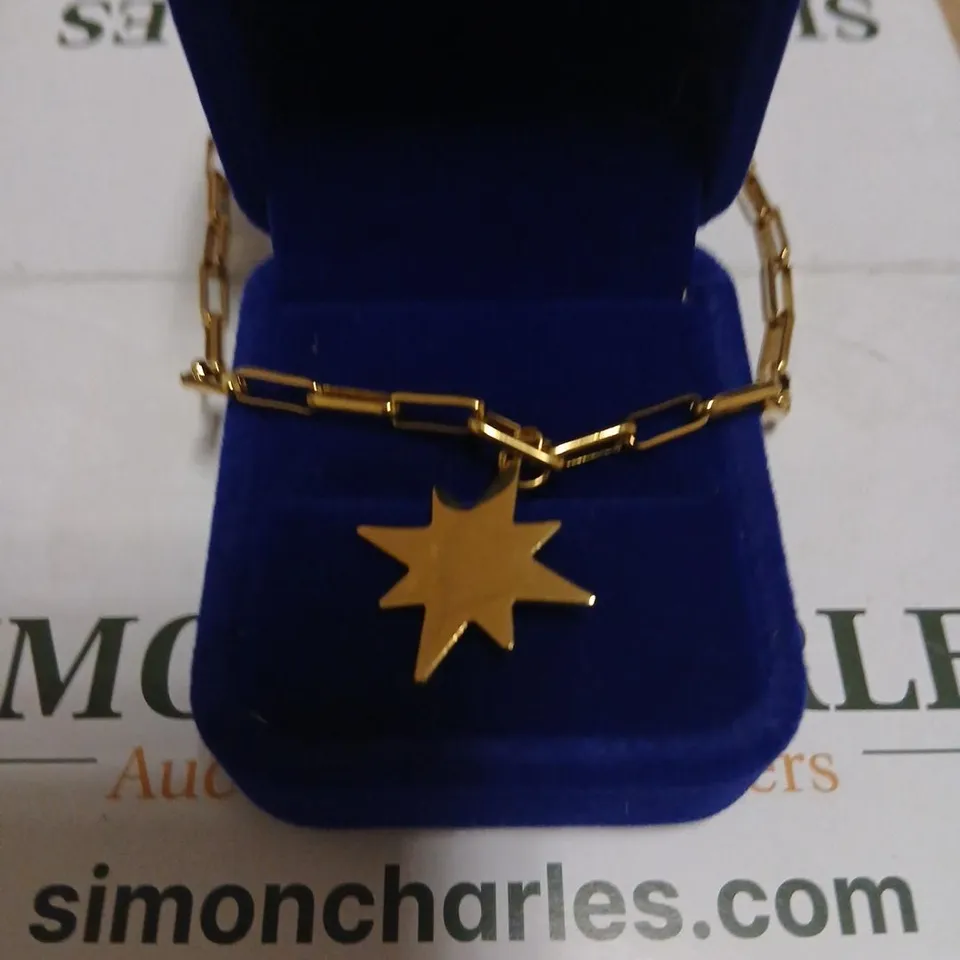 STEEL BY DIAMONIQUE STARBURST CHARM PENDANT NECKLACE STAINLESS STEEL 