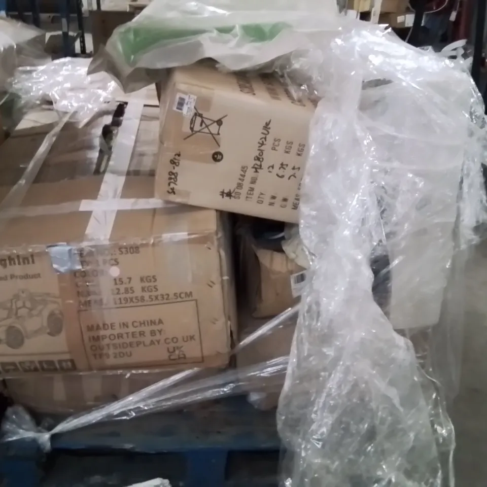 PALLET OF ASSORTED HOUSEHOLD GOODS AND PRODUCTS TO INCLUDE;SWIMMING POOL,NERF GUNS,SLIDE
