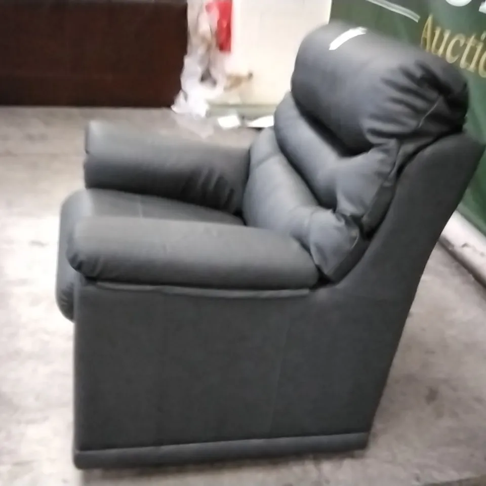 QUALITY BRITISH DESIGNER G PLAN MANUFACTURED MALVERN D CHAIR - CAMBRIDGE PETROL BLUE LEATHER