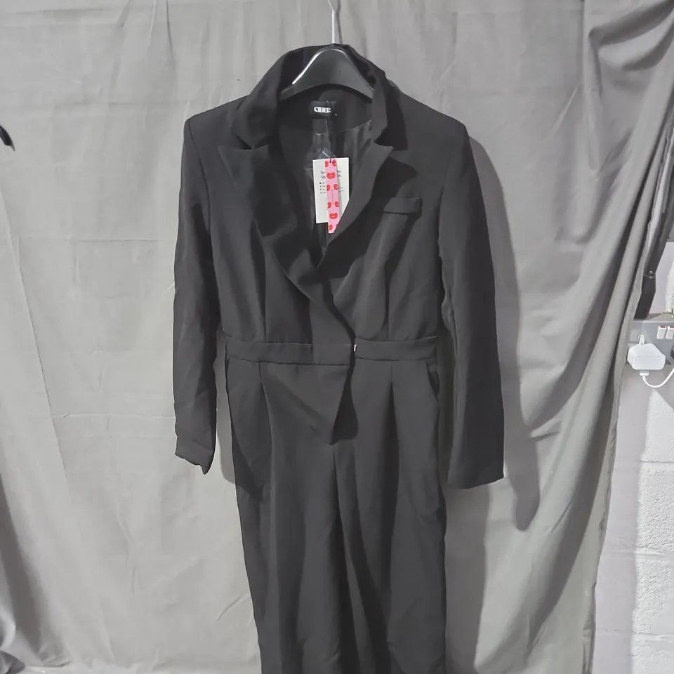 CIDER WOMEN'S BLACK BELTED JUMPSUIT WITH BLAZER-STYLE TOP, SIZE M