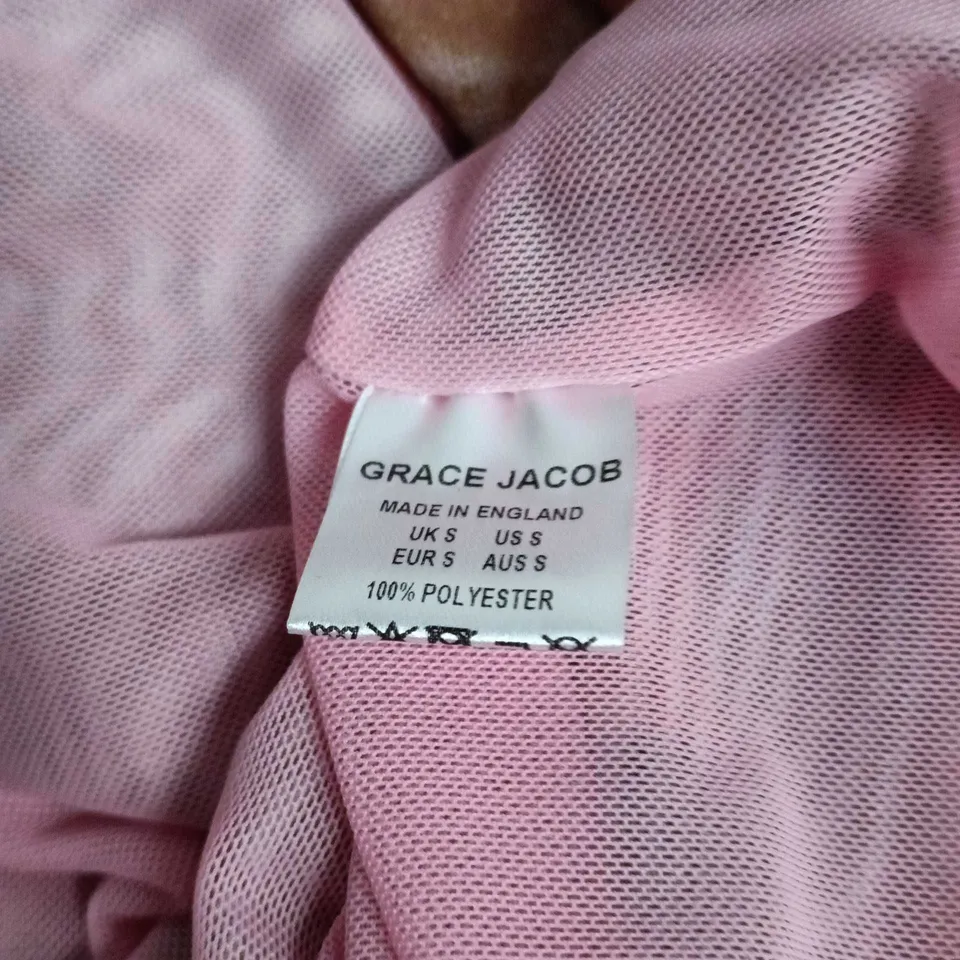 GRACE JACOB FLORAL MAXI DRESS – PINK & BEIGE, MADE IN ENGLAND, UK SIZE S